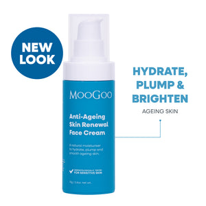 MooGoo Amplified Anti-Ageing Peptide Active Serum 25ml in white background, improves skin firmness & elasticity. 50x more potent than regular Argireline. 